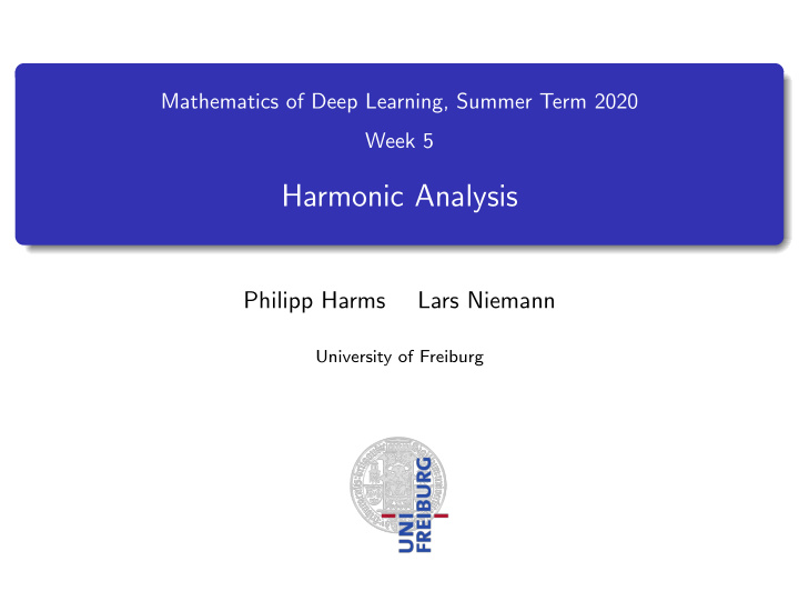 harmonic analysis