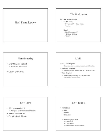 The final exam   Other finals review  Final Exam Review   CSH Review  November 17 th
