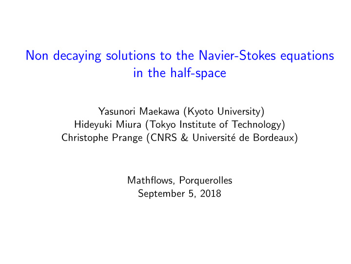 non decaying solutions to the navier stokes equations in