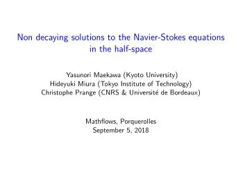 Non decaying solutions to the Navier-Stokes equations  in the half-space  Yasunori Maekawa (Kyoto