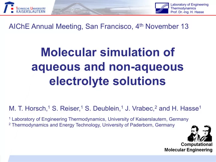 molecular simulation of aqueous and non aqueous