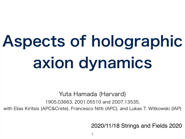 aspects of holographic axion dynamics