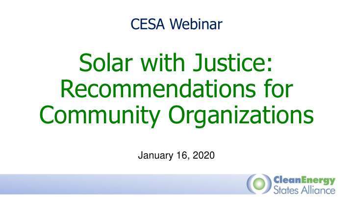 solar with justice recommendations for