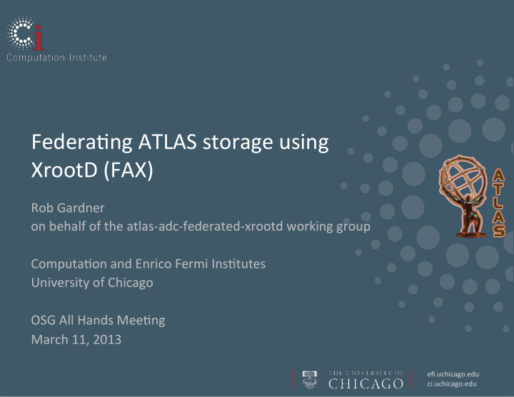 federa ng atlas storage using xrootd fax