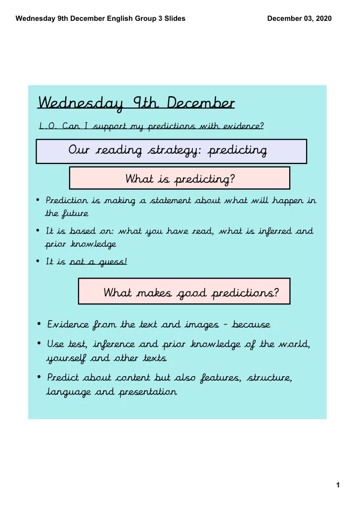 wednesday 9th december