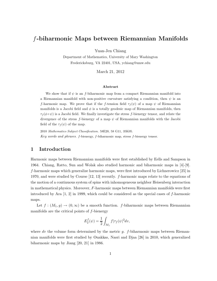 f biharmonic maps between riemannian manifolds