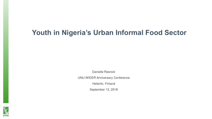 youth in nigeria s urban informal food sector