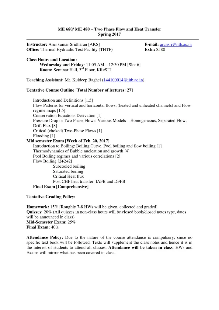 me 680 me 480 two phase flow and heat transfer spring