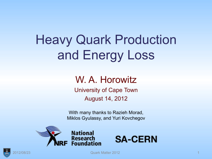 heavy quark production and energy loss