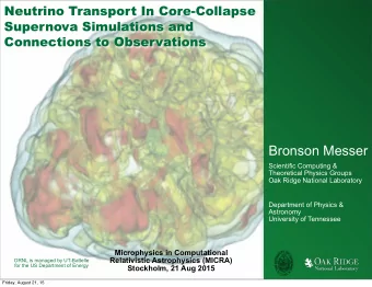 Bronson Messer  Scientific Computing &amp;  Theoretical Physics Groups  Oak Ridge National