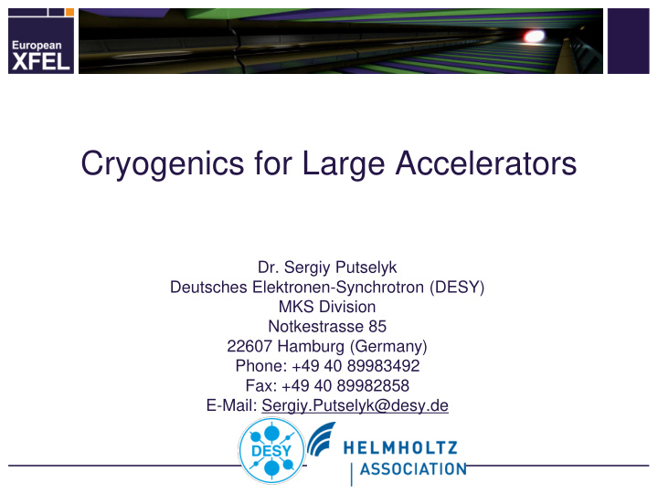 cryogenics for large accelerators