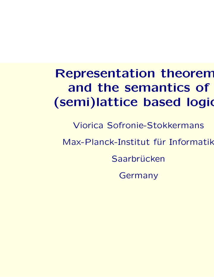 representation theorems and the semantics of semi lattice