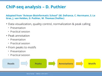 ChIP-seq analysis  D. Puthier  Adapted from Aviesan Bioinformatic School (M. Defrance, C.