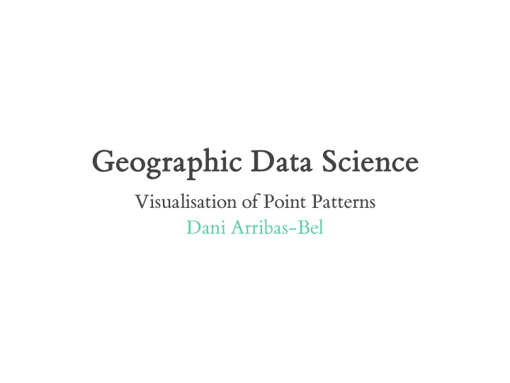 geographic data science