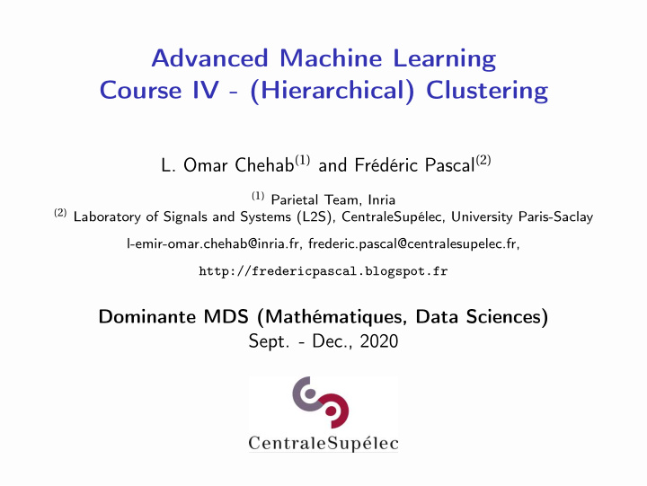 advanced machine learning course iv hierarchical