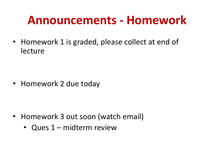 announcements homework