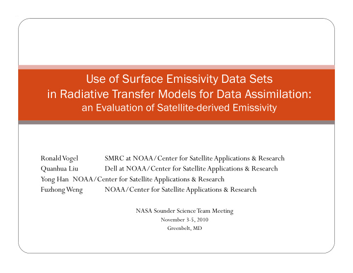 in radiative transfer models for data assimilation
