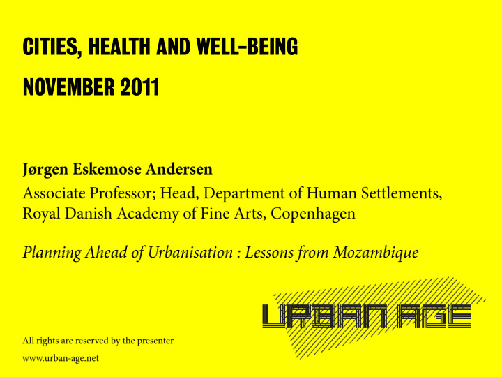 cities health and well being november 2011