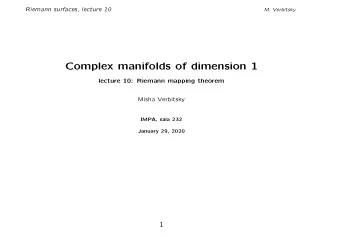 Complex manifolds of dimension 1  lecture 10: Riemann mapping theorem  Misha Verbitsky  IMPA, sala