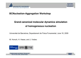 BCNucleation-Aggregation Workshop  Grand canonical molecular dynamics simulation  Grand canonical