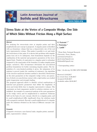 Stress State at the Vertex of a Composite Wedge, One Side  of Which Slides Without Friction Along a