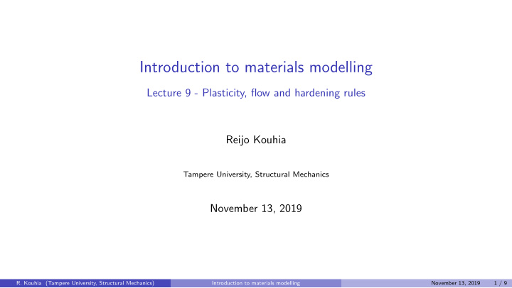 introduction to materials modelling