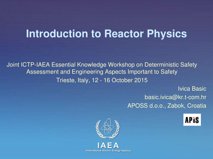 introduction to reactor physics