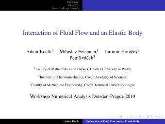 Interaction of Fluid Flow and an Elastic Body k 1 Miloslav Feistauer 1 cek 2  Adam Kos  Jarom
