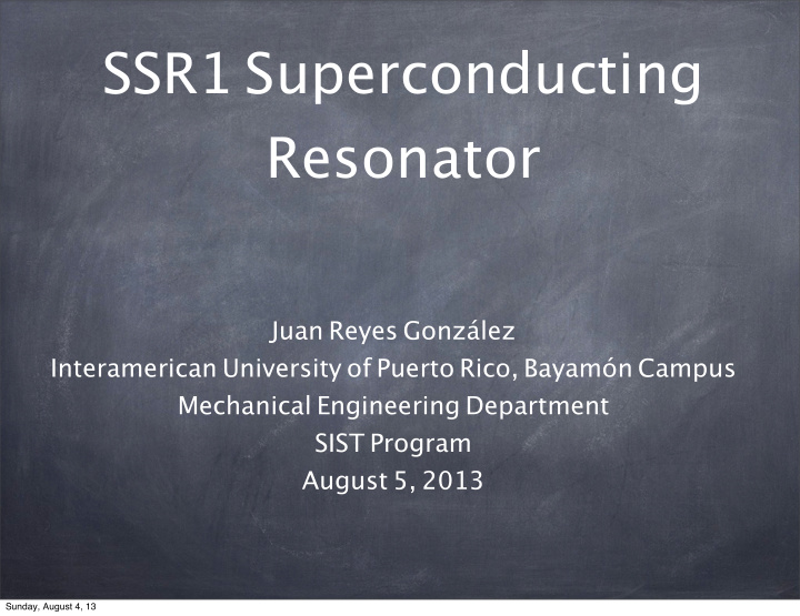 ssr1 superconducting resonator