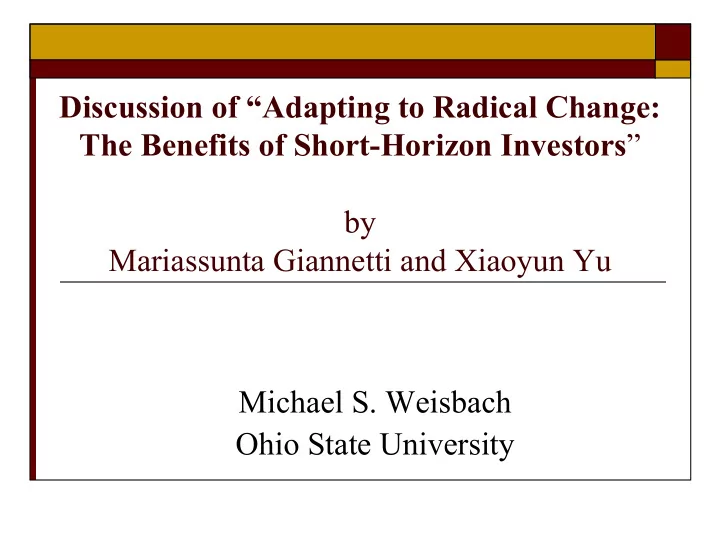 discussion of adapting to radical change the benefits of