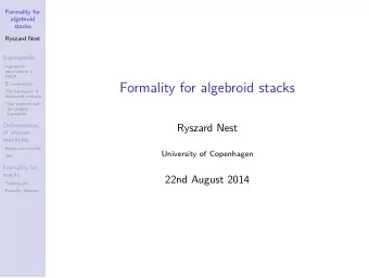Formality for algebroid stacks  The 2-groupoid of  Hochschild cochains  Star products and  the