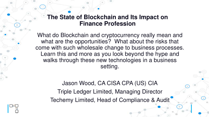 the state of blockchain and its impact on finance