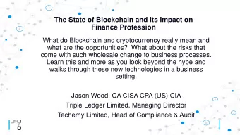 The State of Blockchain and Its Impact on  Finance Profession  What do Blockchain and