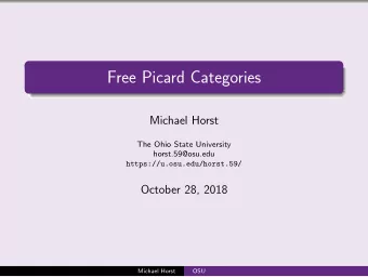 Free Picard Categories  Michael Horst  The Ohio State University  horst.59@osu.edu
