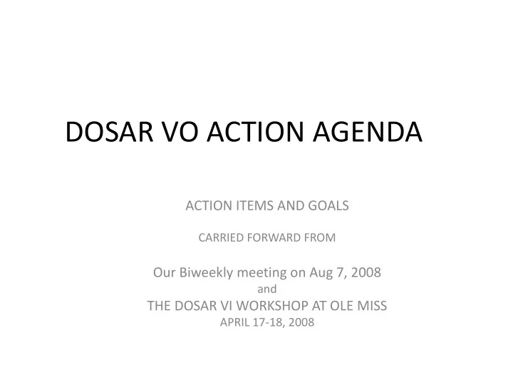 dosar vo action agenda