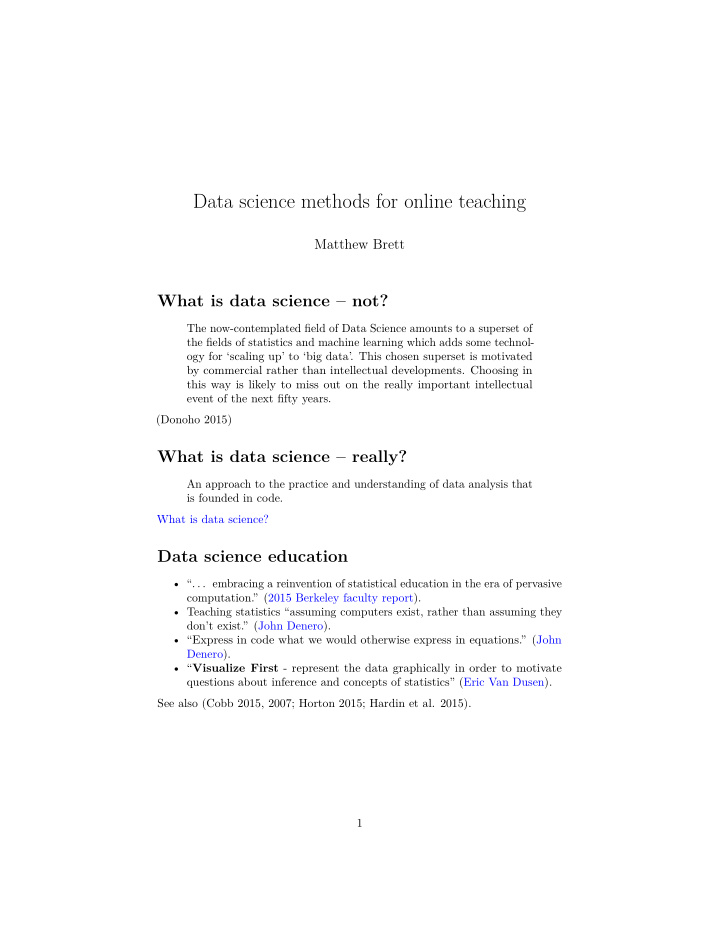data science methods for online teaching