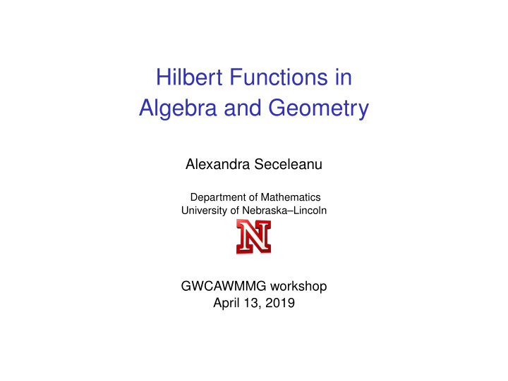 hilbert functions in algebra and geometry