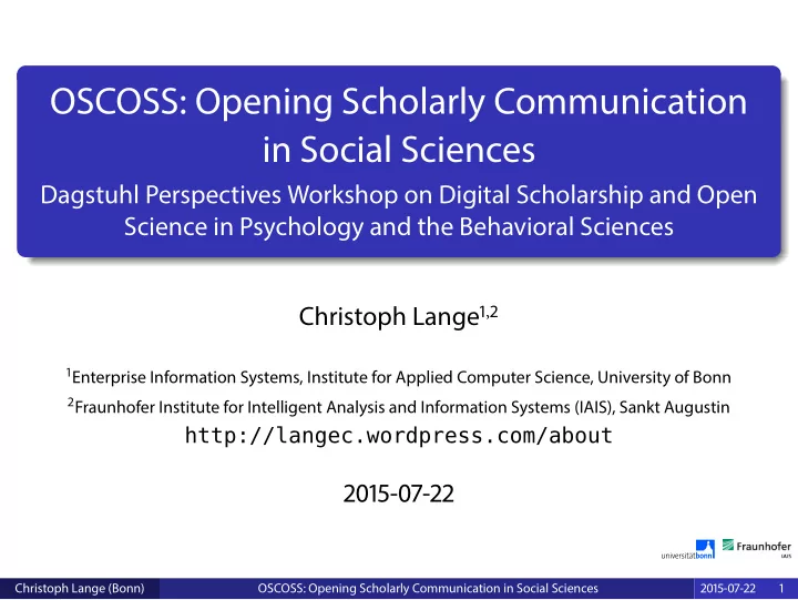 oscoss opening scholarly communication in social sciences