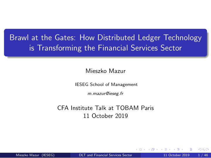 brawl at the gates how distributed ledger technology is