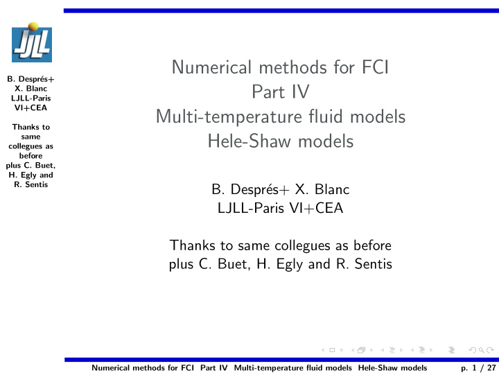 numerical methods for fci