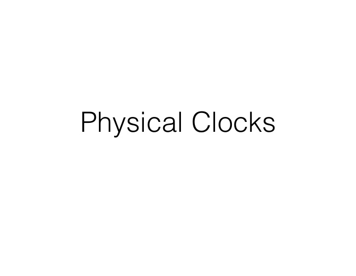 physical clocks physical time