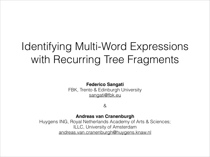 identifying multi word expressions with recurring tree