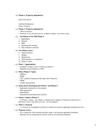 1  Pillar 3: Data Quality Objectives  11  A road map to complete the Phase II  DQOs help