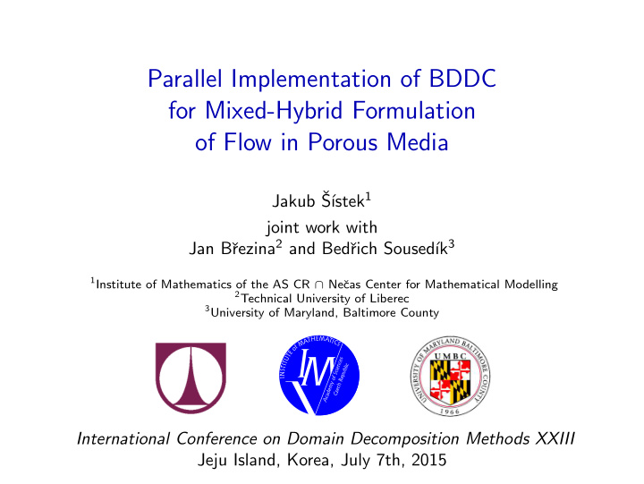 parallel implementation of bddc for mixed hybrid