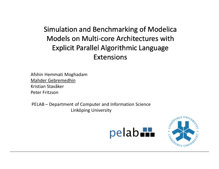 simulation and benchmarking of modelica simulation and