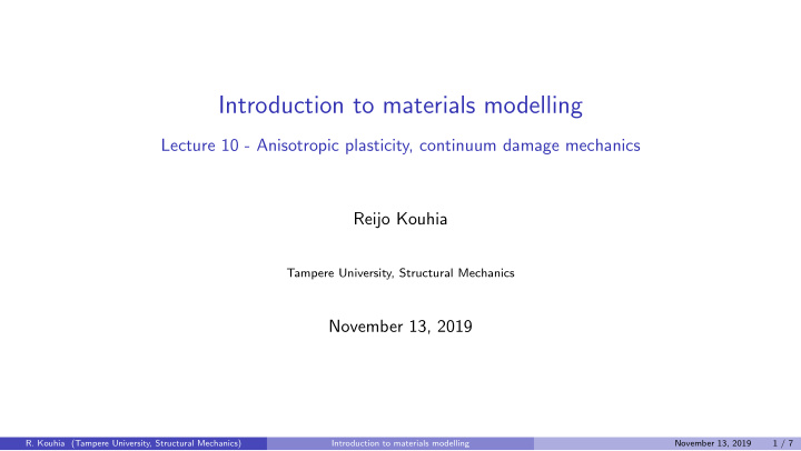 introduction to materials modelling