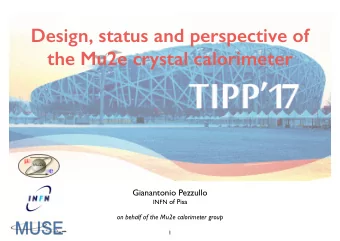 Design, status and perspective of  the Mu2e crystal calorimeter  Gianantonio Pezzullo INFN of Pisa