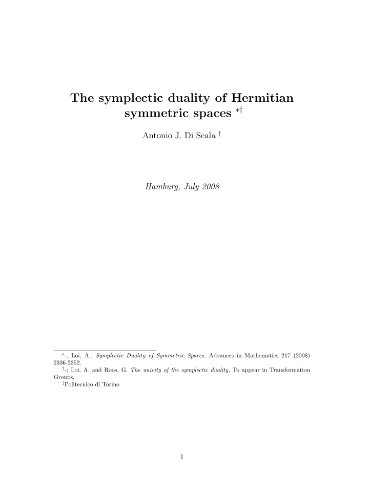 the symplectic duality of hermitian