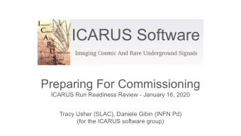 ICARUS Software  Preparing For Commissioning  ICARUS Run Readiness Review - January 16, 2020  Tracy