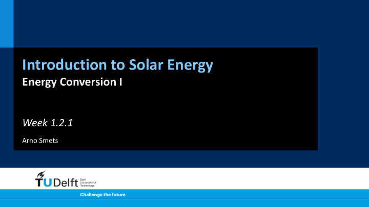 introduction to solar energy